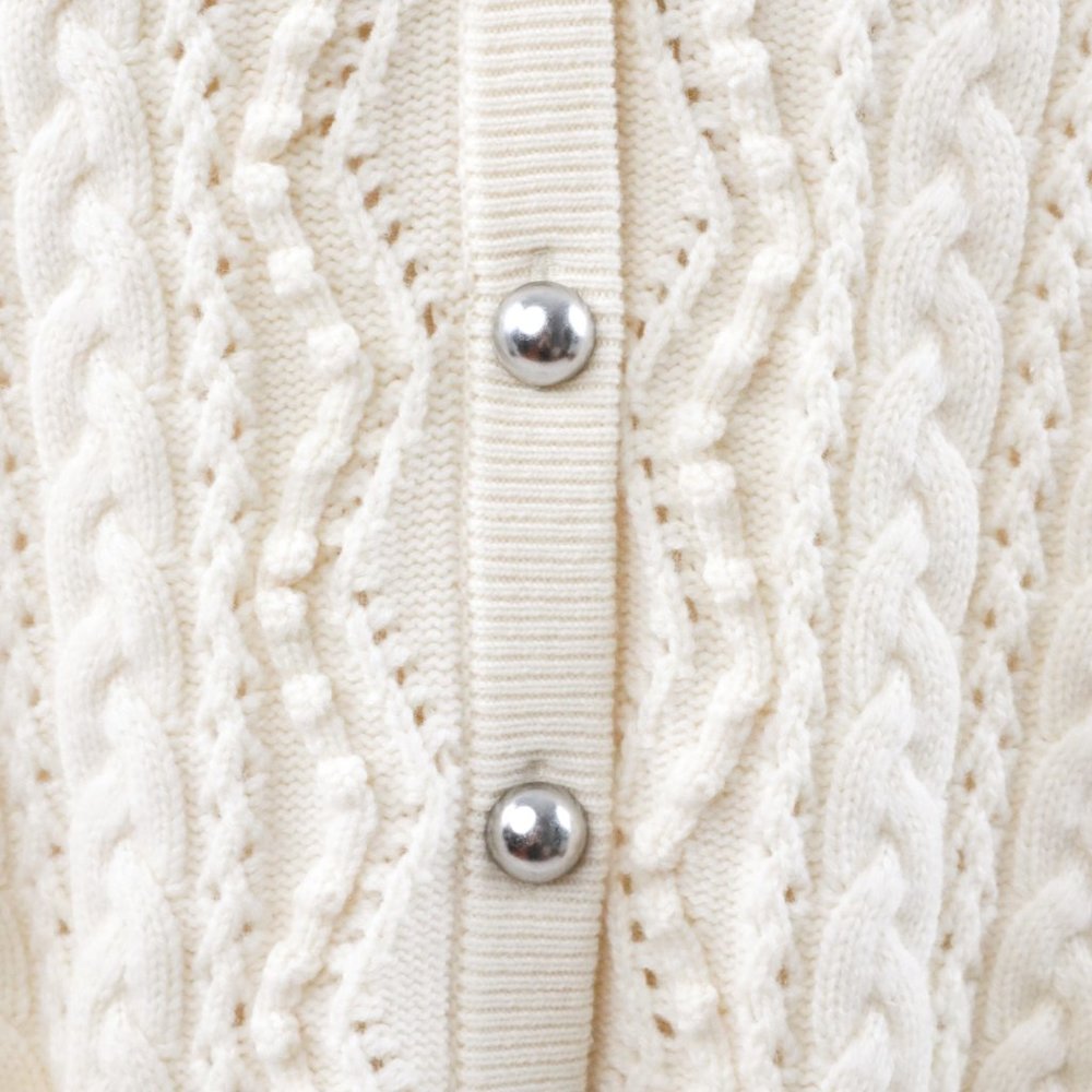NWT M Cashmere Cable Cardigan Sweater Cream White - Picture 8 of 15